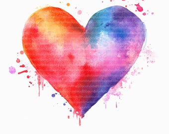 Clipart de corazón de acuarela: Gráficos de San Valentín (Descarga digital)