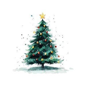 16 Clipart artistiche di alberi di Natale, Clipart stampabili di acquerelli, Download digitale, PNG/JPG di alta qualità, Diari spazzatura, Artigianato di carta