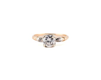 Antique 0.82 Carat Old European Cut Diamond Ring in 14k Two-Tone Gold