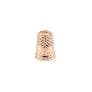 Antique 10k Gold Thimble – Engraved “Lou Dec 25 1873” – Victorian Collectible