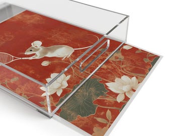 Limited Edition Acrylic Tray - Tennis Mouse Serving Tray, French Open Inspired Tray, Tennis Lover Gift, Tennis Decor