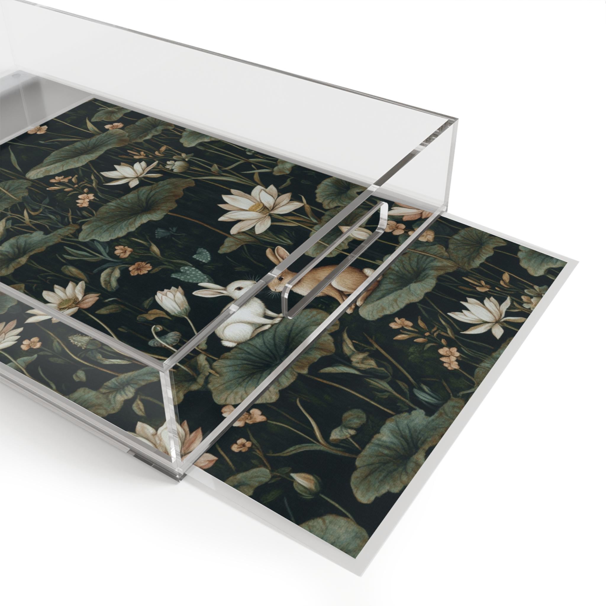Chic Acrylic Serving Tray with Elegant Floral & Bunny Design, Stunning Home Decor, Perfect for Entertaining, Gift for Housewarming