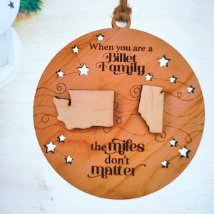 Billet Family Hockey baseball player Miles Apart Distance Holiday Christmas Ornament