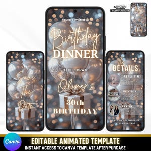 Animierte Save the Date Einladung zum Abendessen | Elegant Gold & Silber Video eCard | Stilvolle Party einladen für Erwachsene | Selber bearbeitbar