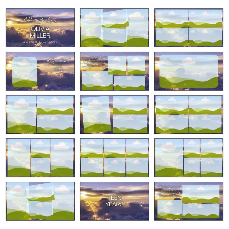 Cloud Sky Funeral Slideshow Template Canva Editable Memorial Video