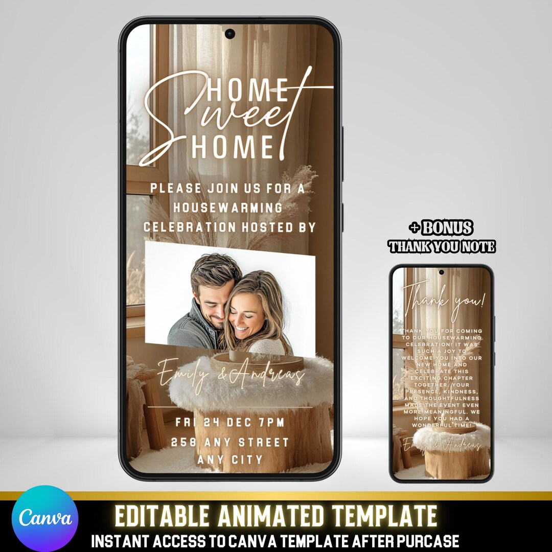 Animated Housewarming Evite, Photo Invitation, Cozy Beige Home (digital ...