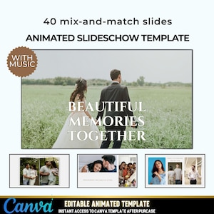 Beautiful Memories Slideshow for Couples | Editable Canva Video Template with Music | 40 Custom Slides | Anniversary or Love Story Gift