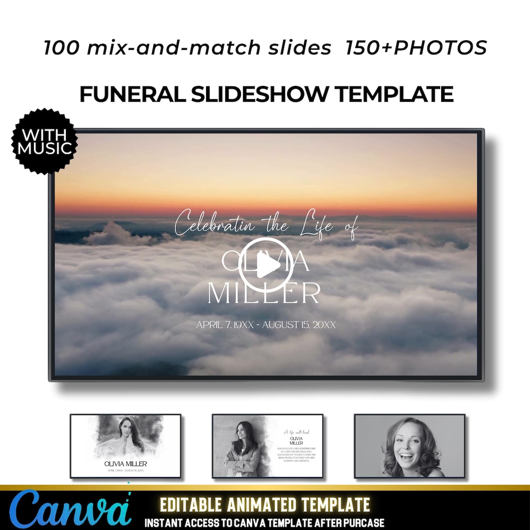 Memorial Slideshow Template With Music – Editable Canva Tribute (MP4 ...