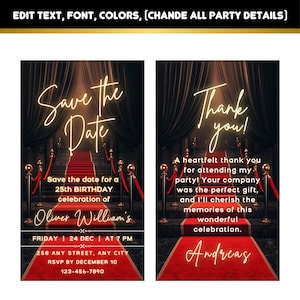 Luxury Birthday Save the Date | VIP Event Style | Red Carpet Theme ...