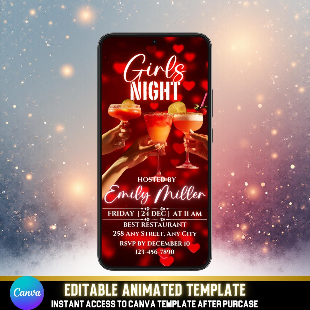 Girls Night Galentine’s Party Invitation | Valentines Video Invite ...
