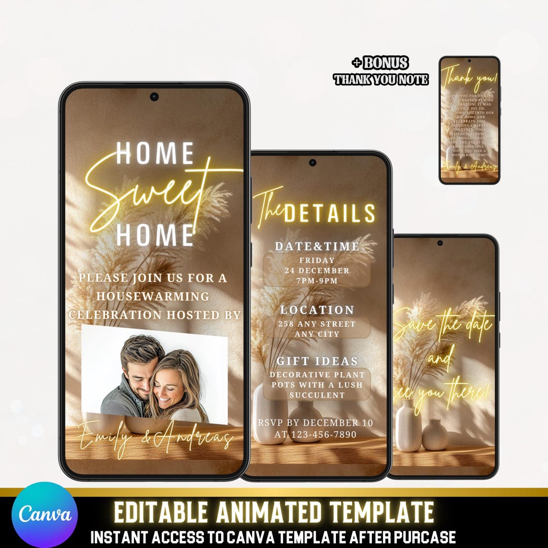 Animated Housewarming Invitation Video | Canva Template (digital Evite ...
