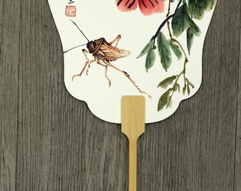 Handpainted Chinese Fan | Floral Bird Artwork, Asian Wall Decor