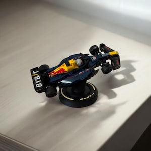 Desk Stand Compatible with Lego Cars such as F1 Speed Champions Formula One Car Display Holder, Unique Gift for Collector, not made by Lego