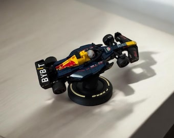 Desk Stand Compatible with Lego Cars such as F1 Speed Champions Formula One Car Display Holder, Unique Gift for Collector, not made by Lego