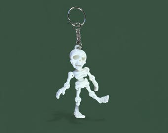 Articulated Skeleton Keyring | Halloween Gift | 3D Printed Funny Keychain | Spooky Gift Idea | Stocking Filler