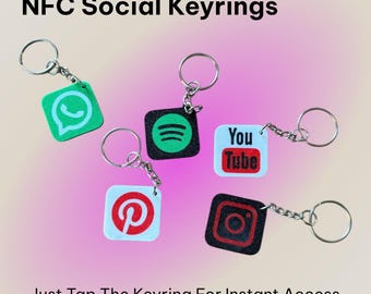 Social Media NFC Keychain | Tap to Connect | Instagram, YouTube, WhatsApp, Spotify & Pinterest | Smart Contactless Tag for Sharing Links
