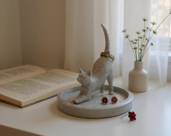 Portagioie a forma di gatto stampato in 3D: organizer per gioielli, regalo per amanti degli animali