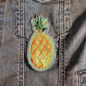 Pineapple patch. Iron on/sew on. BOHO patch for jeans. Handmade Applique. 2inx3in