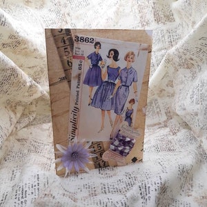 All Occasion/Birthday Card/Gift. Fashion Purple Vintage Woman/Lady Simplicity Pattern Greeting Card. 3d Hanky, Hankie, Handkerchief Gift. 3D