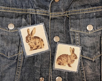 Handmade Upcycled Denim Rabbit Patch: Boho Jean Applique