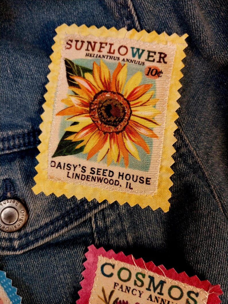 Retro Seed Packet Jean Patch: Boho Denim Applique (2x2.5in) - Etsy