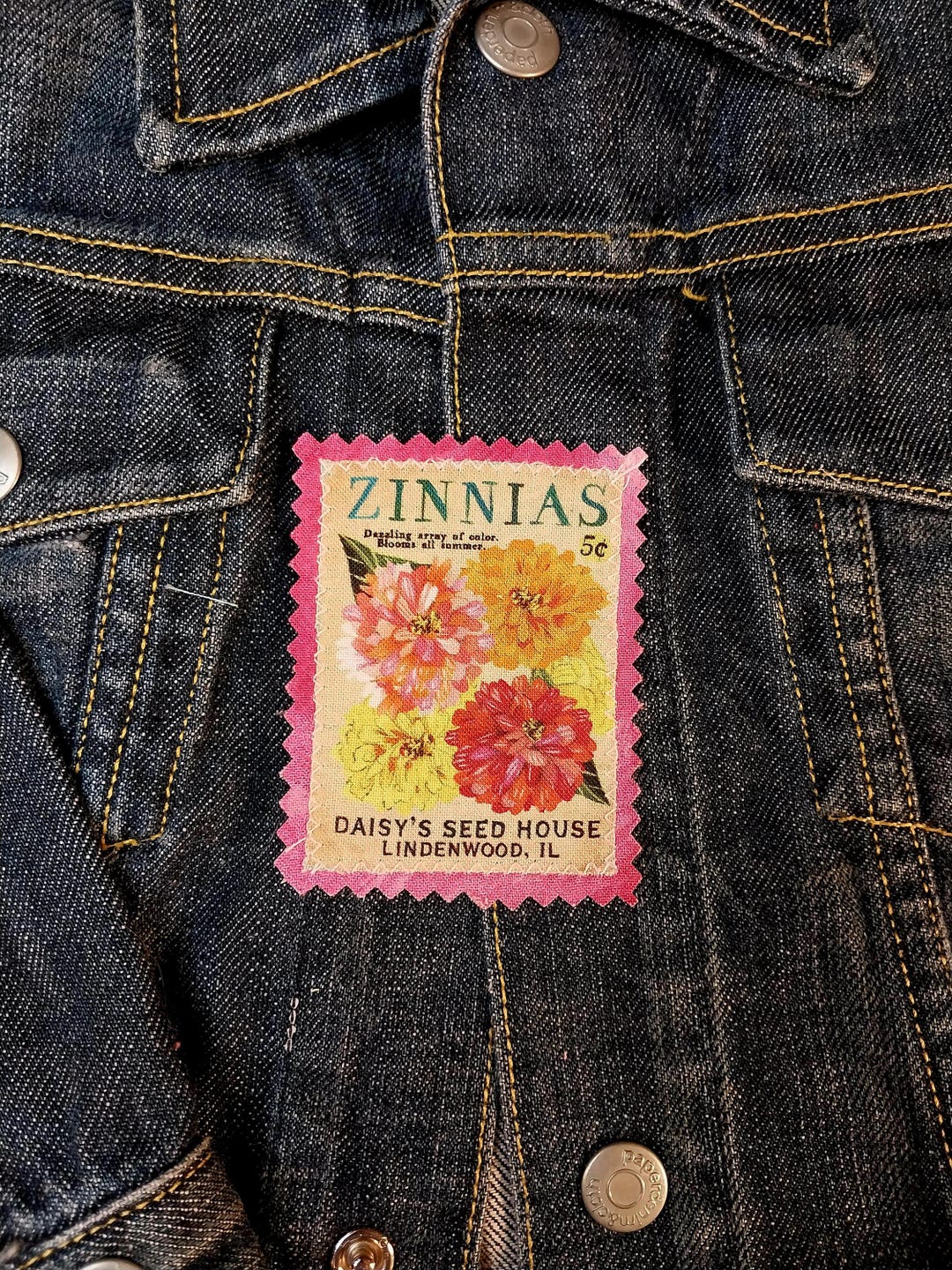 Retro Seed Packet Jean Patch: Boho Denim Applique (2x2.5in) - Etsy