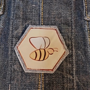 Handmade Bumblebee Denim Patch: Iron-On/Sew-On Boho Applique