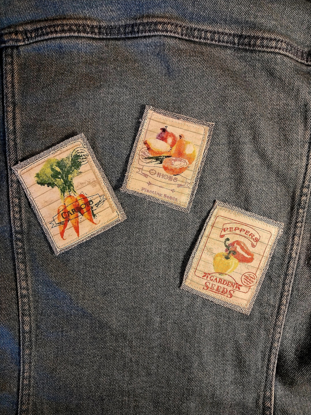 Retro Seed Packet Jean Patch: Handmade Denim Applique (2x3 In) - Etsy