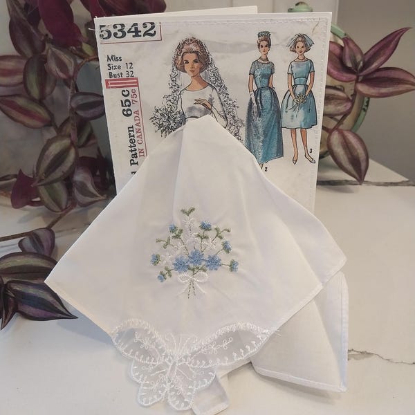 Vintage Handkerchief Dress Wedding Card: McCall's Pattern, Hanky Keepsake