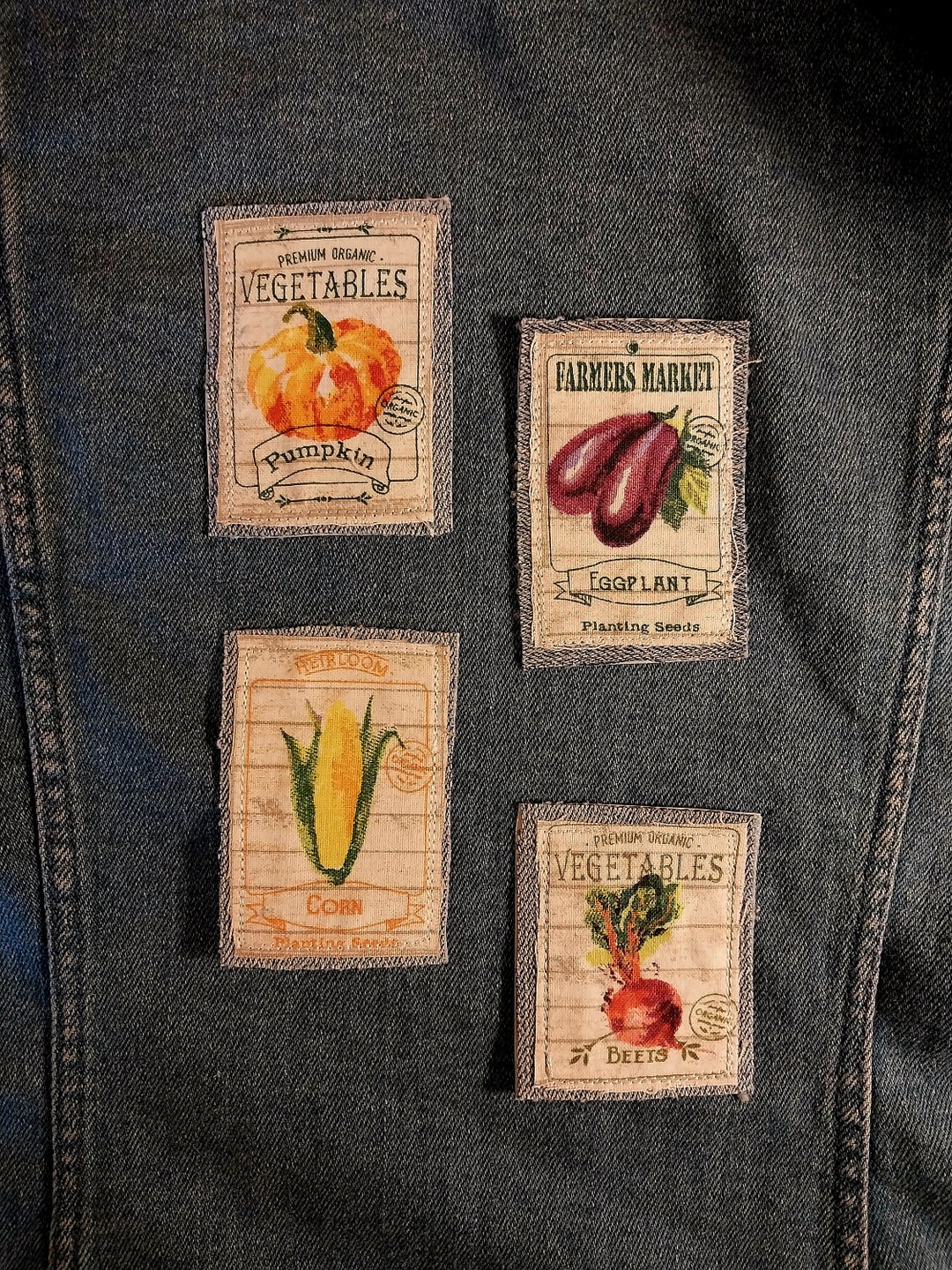 Retro Seed Packet Denim Patch Set: Handmade Boho Applique - Etsy