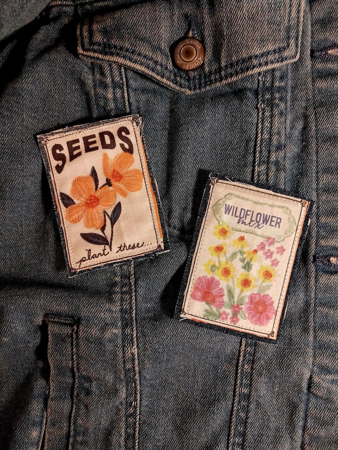 Retro Seed Packet Denim Patch: Boho Jean Applique (2x3 In) - Etsy