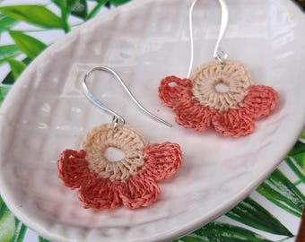 Flower Micro Crochet Dangle Earrings
