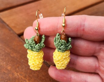 Micro crocheted pineapple earrings