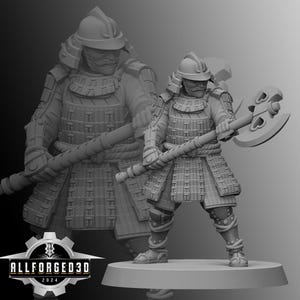 Hatamono Daimyo Guard - Masakari | Kyoushuneko | Table Top Gaming Mini | RPG | D&D | 3D Printed Miniature