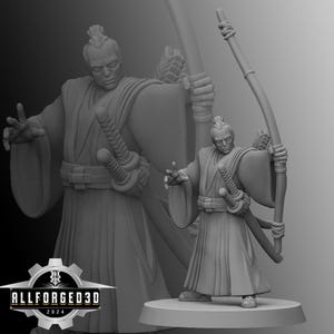 Hatamono Daimyo Guard - Bow | Kyoushuneko | Table Top Gaming Mini | RPG | D&D | 3D Printed Miniature