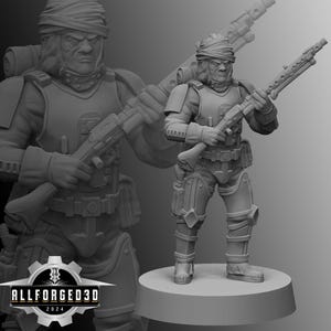Cybernetic Bounty Hunter SW Legion RPG 3D Printed Sci-FI Miniature Mini