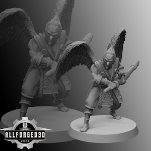 Mizuchi Samurai Tengu | Kyoushuneko | Table Top Gaming Mini | RPG | D&D | 3D Printed Miniature