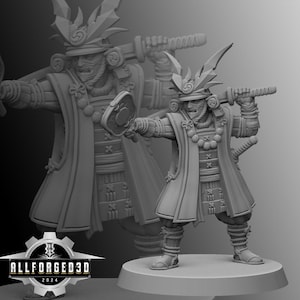 Samurai Daimyo Standing | Kyoushuneko | Table Top Gaming Mini | RPG | D&D | 3D Printed Miniature