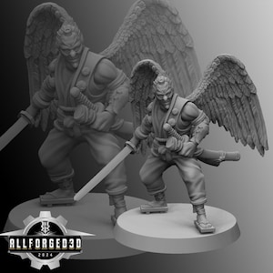 Mizuchi Samurai Tengu | Kyoushuneko | Table Top Gaming Mini | RPG | D&D | 3D Printed Miniature