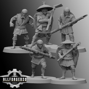Japanese Peasants | Kyoushuneko | Table Top Gaming Mini | RPG | D&D | 3D Printed Miniature