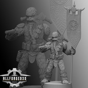 Furry Standard Bearer SW Legion RPG 3D Printed Sci-FI Miniature Mini