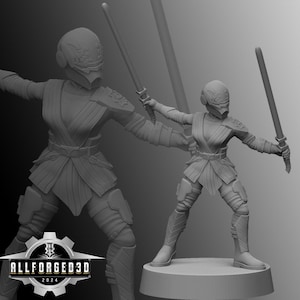 Dark Sister Bounty Hunter SW Legion RPG 3D Printed Sci-FI Miniature Mini
