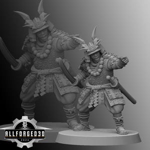Samurai Command Group - Captain | Kyoushuneko | Table Top Gaming Mini | RPG | D&D | 3D Printed Miniature