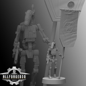 Clanker Standard Bearer SW Legion RPG 3D Printed Sci-FI Miniature Mini