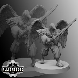 Mizuchi Samurai Tengu | Kyoushuneko | Table Top Gaming Mini | RPG | D&D | 3D Printed Miniature
