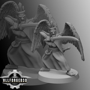 Mizuchi Samurai Tengu | Kyoushuneko | Table Top Gaming Mini | RPG | D&D | 3D Printed Miniature