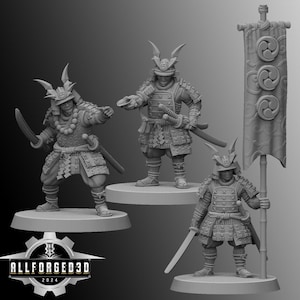 Samurai Command Group | Kyoushuneko | Table Top Gaming Mini | RPG | D&D | 3D Printed Miniature