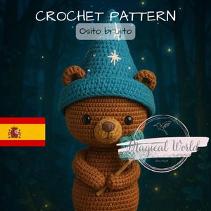 Magical Teddy Bear Crochet Pattern - Wizard Amigurumi with Hat, Star Wand, DIY Gift