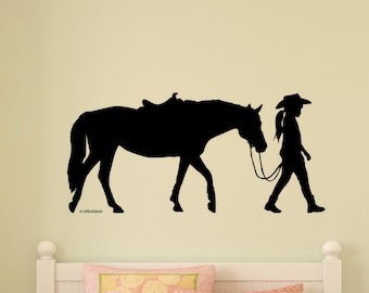 Horse Wall Decal, Personalized Horse Sticker, Horse Decal, Horse and Rider, Tween Bedroom Decor, Western Theme Pony, Horse Truck Trailer