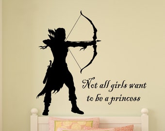 Girls Room Wall Decal Warrior Princess Sticker Video Gamer Teen Student Room College Dorm Decor Archery Custom Vinyl Wall Decal Wall Words